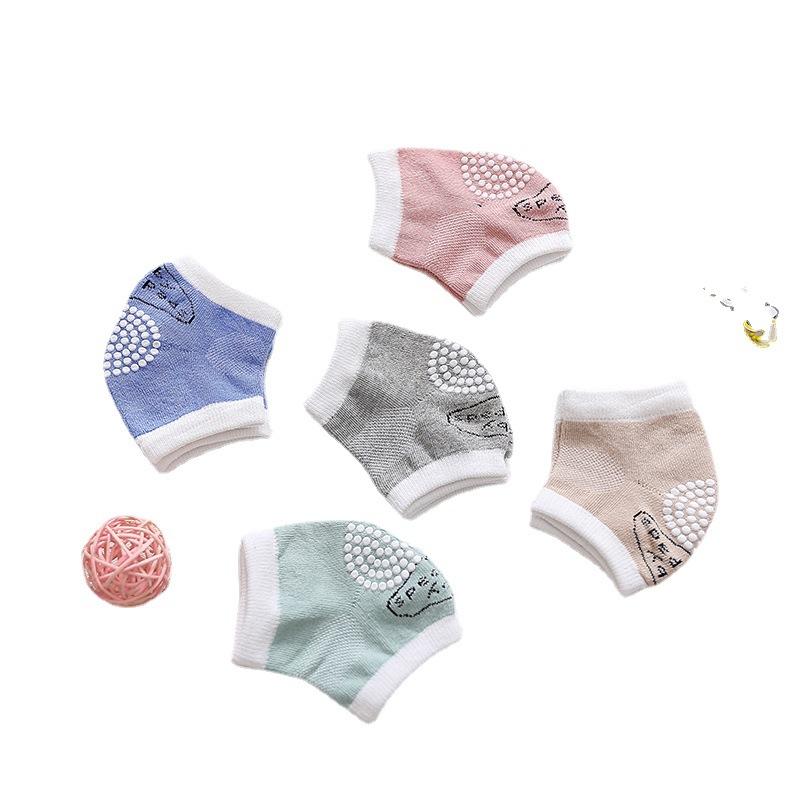 Autumn 100% Cotton  Breathable Mesh Anti-Slip Silicone Grip Baby Crawling & Sports Knee Pads