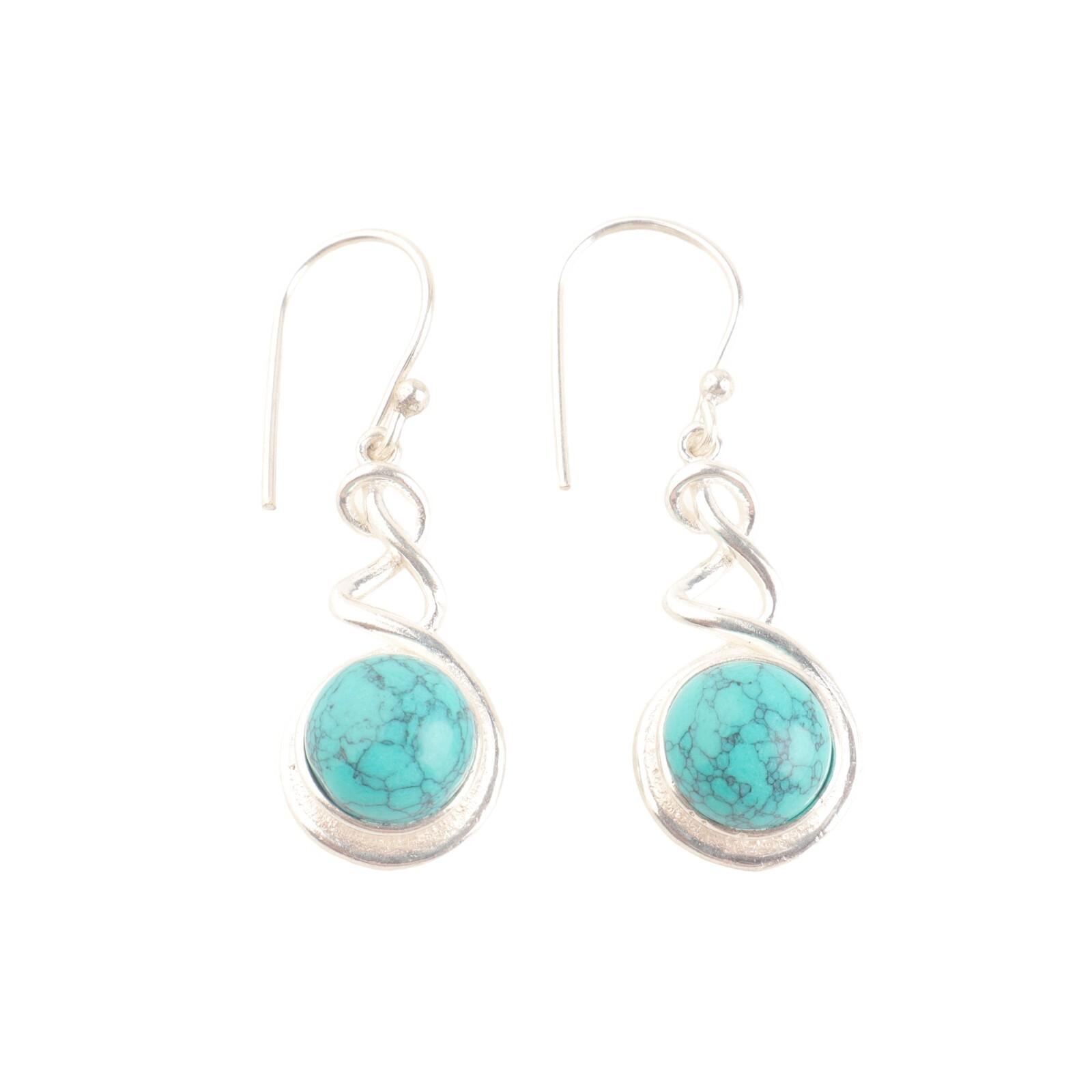 

Genuine Blue Turquoise 925 Sterling Silver Drop & Dangle Hook Earrings 1.67 CE-14-27