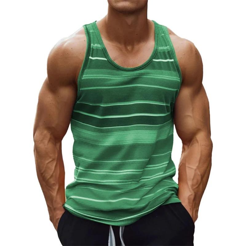 

Літній топ з круглим вирізом, 3D кольоровими смугами та принтом, модний повсякденний жилет без рукавів, чоловічі футболки 3XL