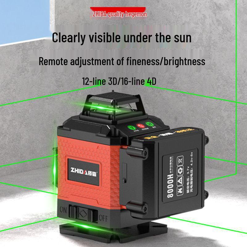 12-Line High Precision Green Laser Level - Outdoor Auto-Leveling with Strong Infrared Light