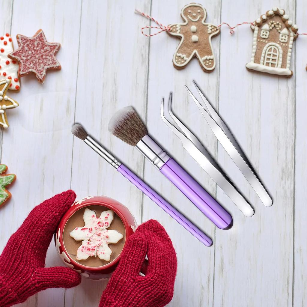 15 Pcs Decorating Brushes Tool Set, Include Cookie Pastry Brush Cookie Scriber Needles Sugar Stir Needles Elbow and Straight Tweezers for Biscuit