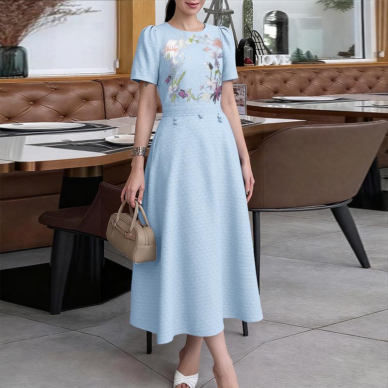 ZANZEA Dámské ležérní šaty s kulatým výstřihem, letní, s krátkým rukávem, s květinovým potiskem