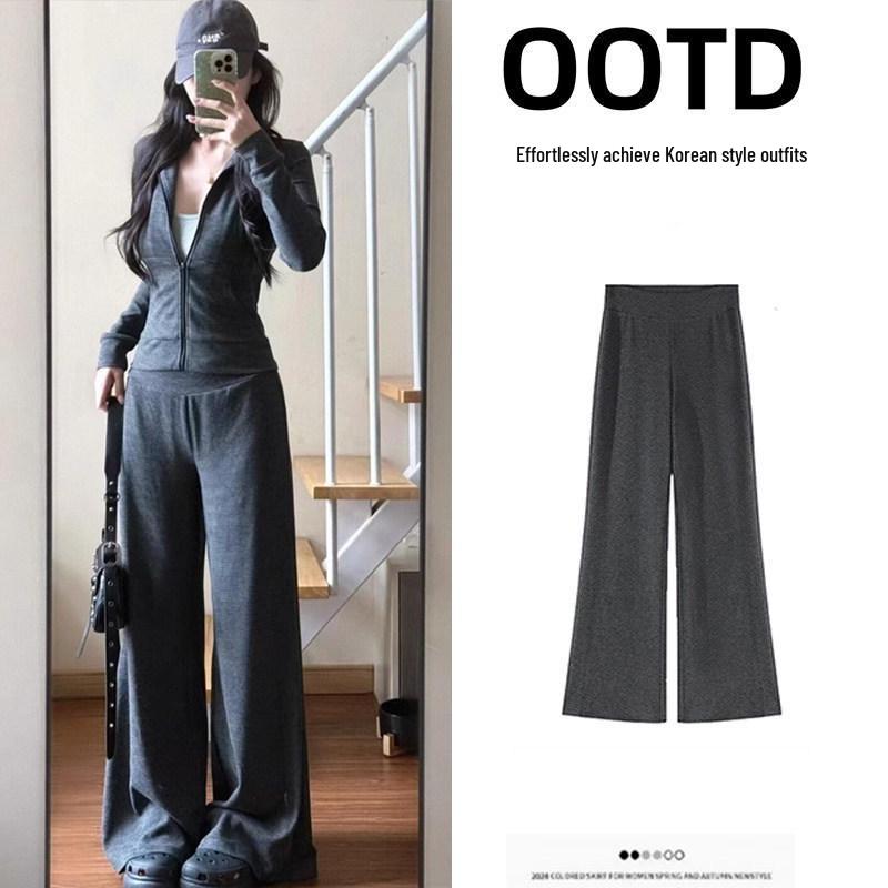 

Women s Early Spring Casual Set: 2026 Thin Stripes Hoodie & Pants, Korean-Style, Light-Colored, High-Quality Outfit M