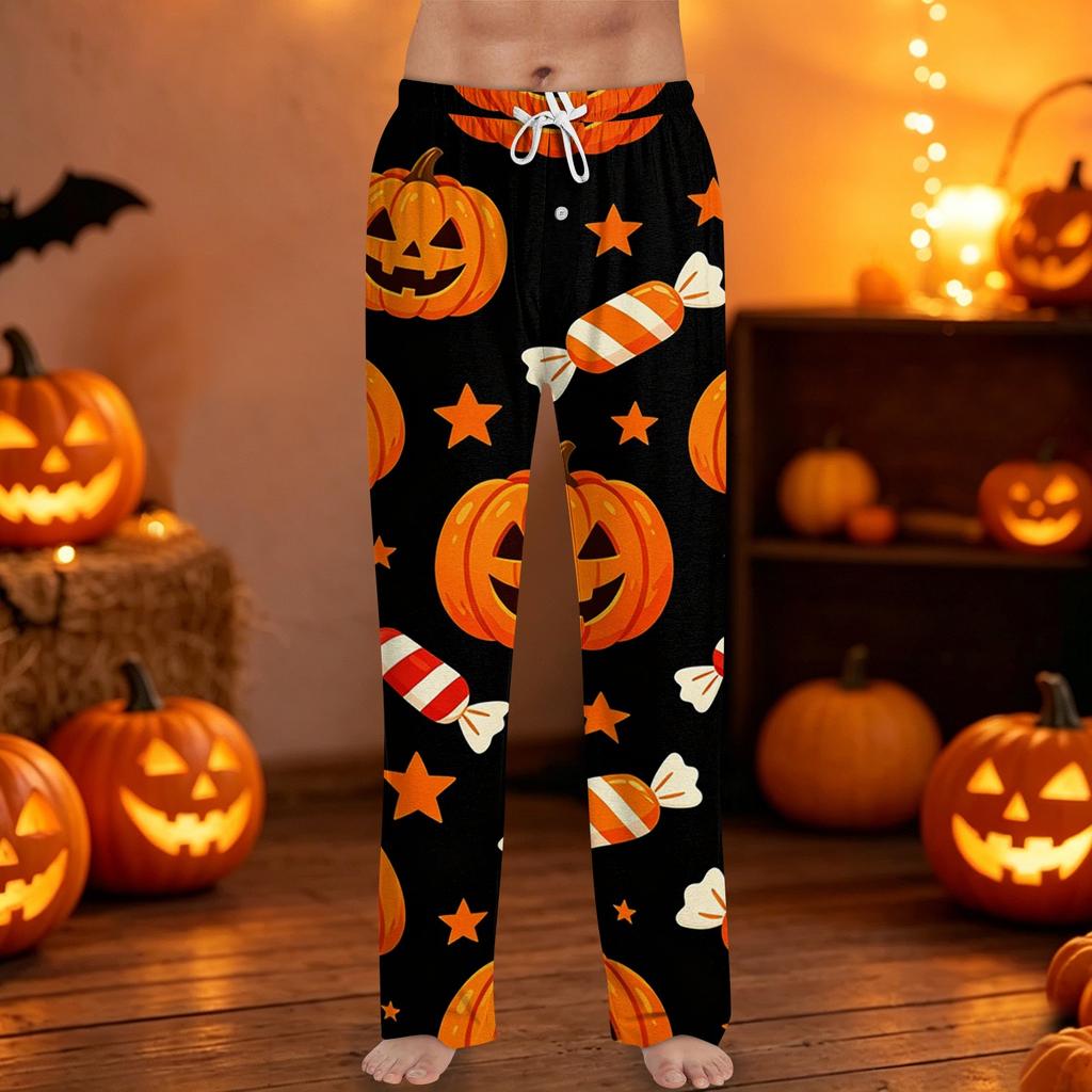 Men's Halloween Print Drawstring Pants Casual Lounge Sleepwear Soft Comfortable Fit Lightweight Fabric