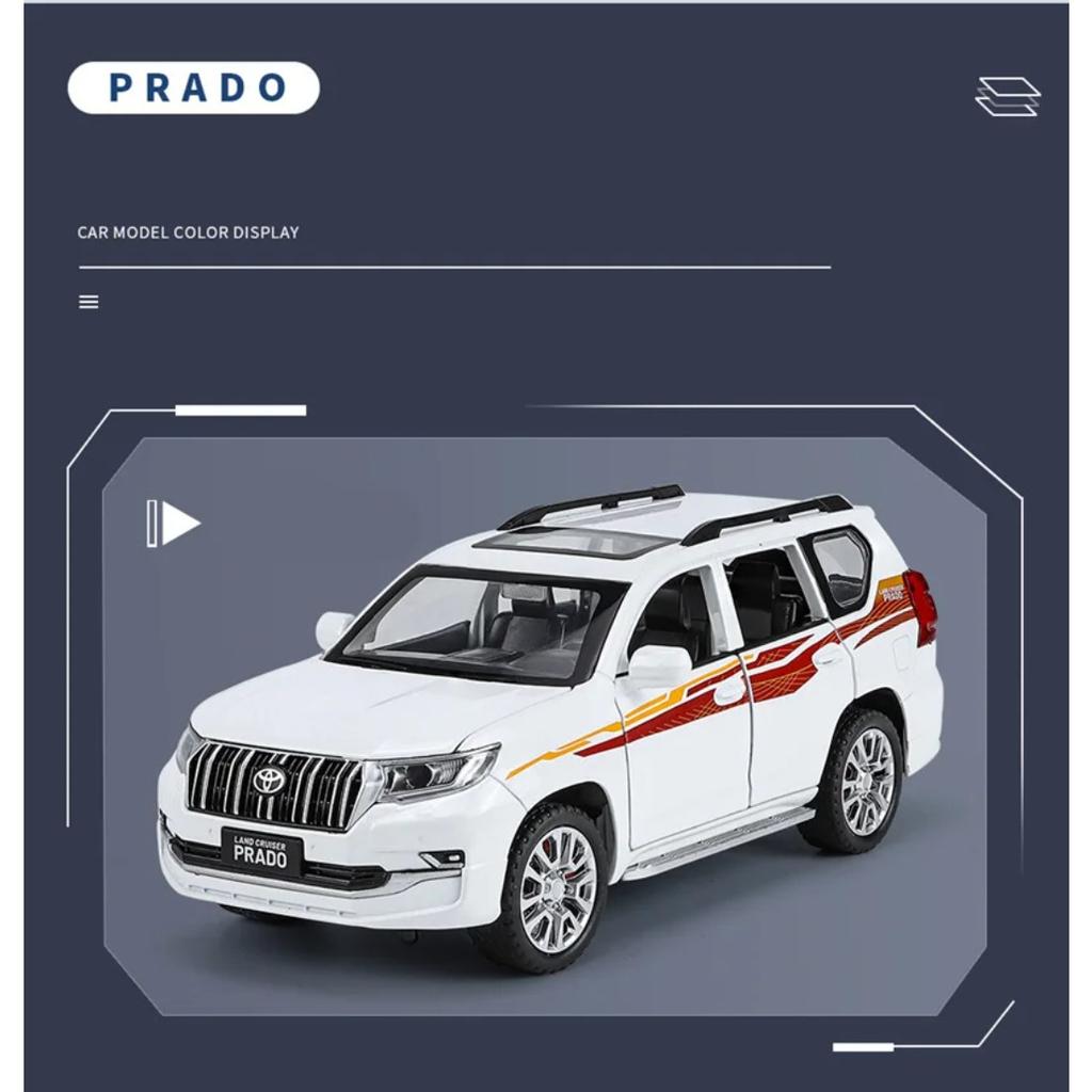 HAOCHI 1/24 Toyota PRADO Land Cruiser SUV Alloy Car Model Diecast Metal Off-road Vehicle Car Model Sound Light Children Toy Gift