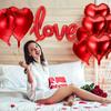 Rotes Liebesbrief-Ballonset 18 Zoll Herzförmiger Ballon Simulierte Blütenblätter Valentinstag Hochzeitsparty Dekoration
