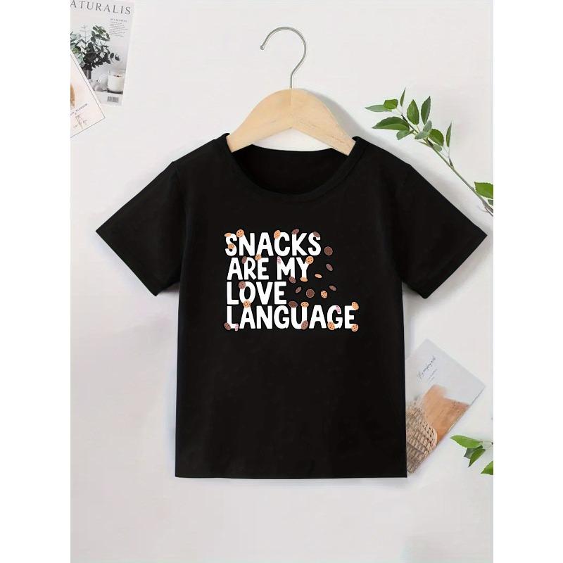 European Size Funny Letter Print Short Sleeved T Shirt Breathable Round Neck Summer Top for Boys Casual Wear for Children