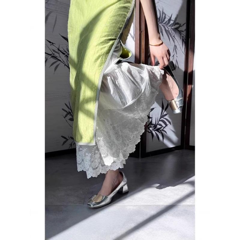 Sweet and Fresh Cropped Pants In Spring and Summer, Loose Oversized Embroidered Patchwork Lace Solid Color Micro Flared Pants