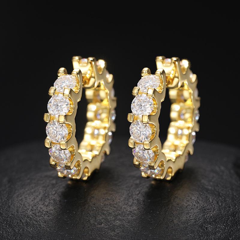 Fashion Stud Earrings 18K Gold Plated Sterling Silver 925 Hoop Earrings Gemstone Moissanite Piercing Men Women Tarnish Earrings