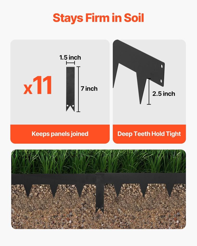 Galvanized Steel Landscape Edging, 10-Pack 1016 X 114 Mm Metal Edging for Landscaping with 11 Mounting Clips, Heavy Duty Metal Garden Edge Border for