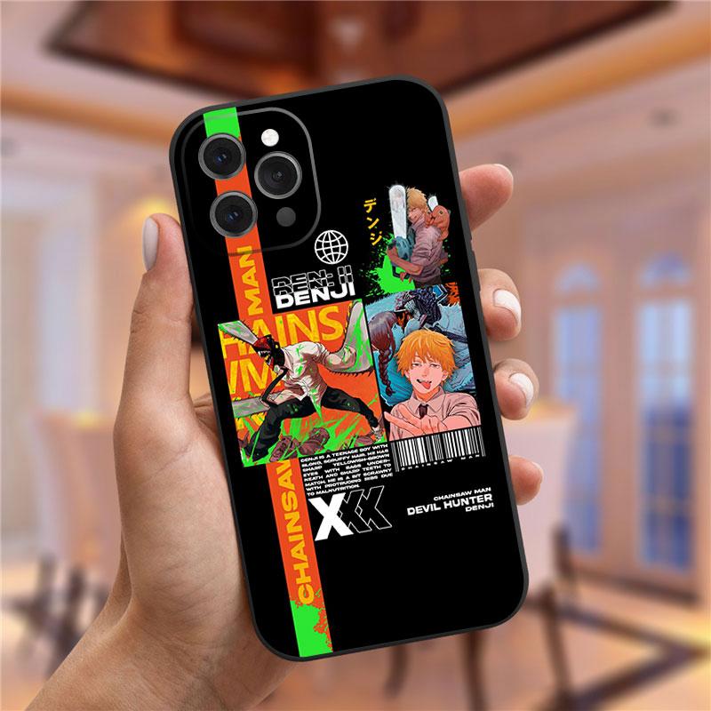 Japānas karikatūra Anime motorzāģa vīrieša tālruņa korpuss iPhone 13 Pro Max XR XS Max 6s 7 8 Plus 12 Mini 11 Pro Max mīksts TPU vāciņš Funda