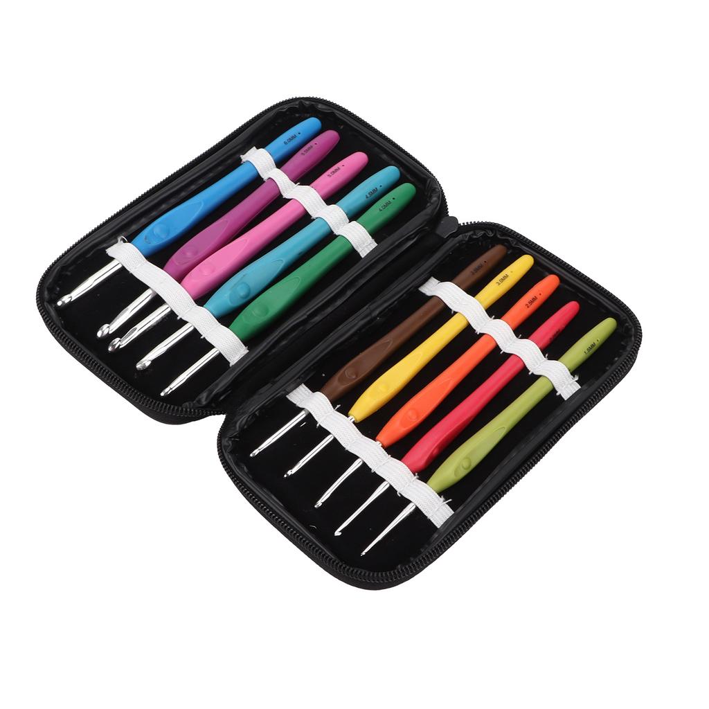 Crochet Hook 10 Sizes Ergonomic Handles Smooth Needles Bearded Needle for Arthritic Hands