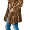 Damen Uni Langarm Samtjacke Offene Vorderseite Strickjacke Mantel mit Taschen Oberbekleidung