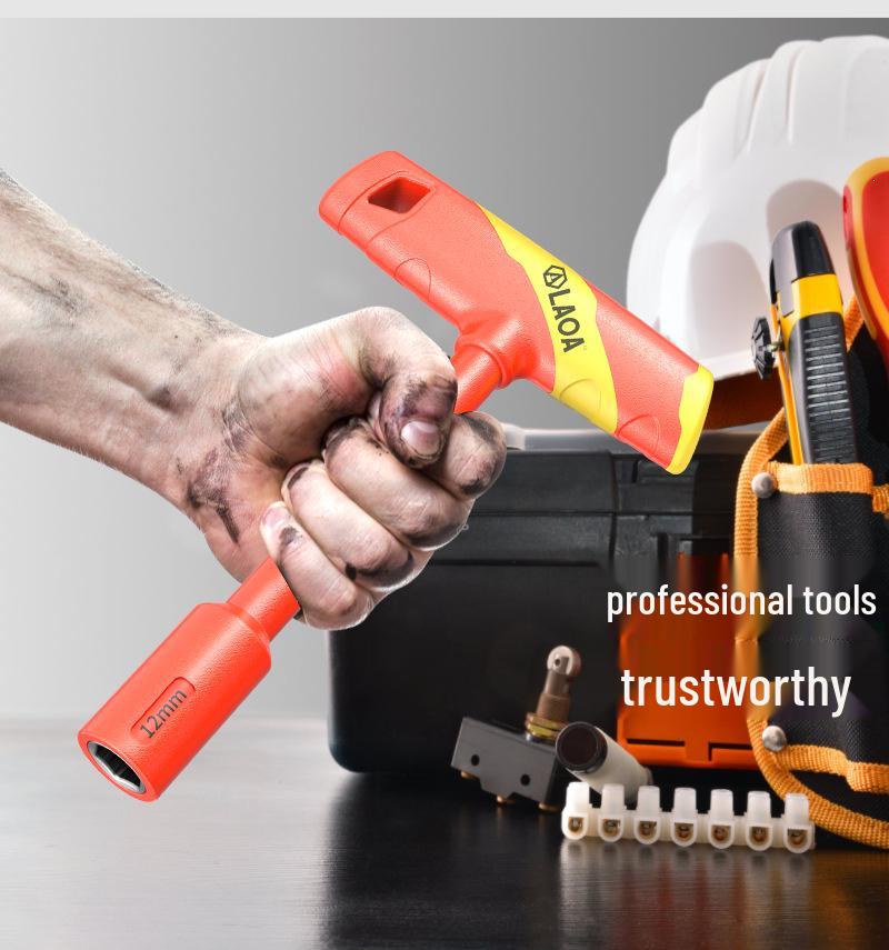 High Voltage Insulated T-Handle Socket Wrench for EV Maintenance