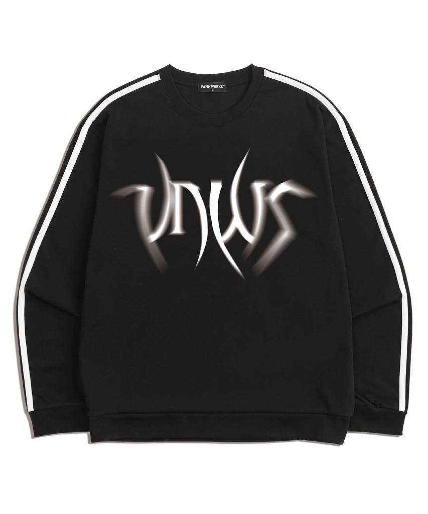 VANNWORKS Pointed Blur Logo Oversized Sweatshirt (Vls0050) Black
