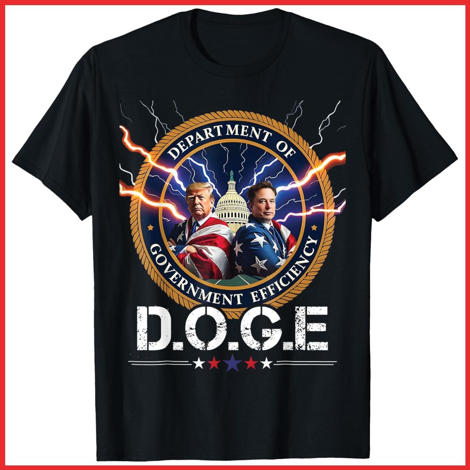 Department of Government Efficiency DOGE Trump 47th Elon Black Cotton T-Shirt XXXL