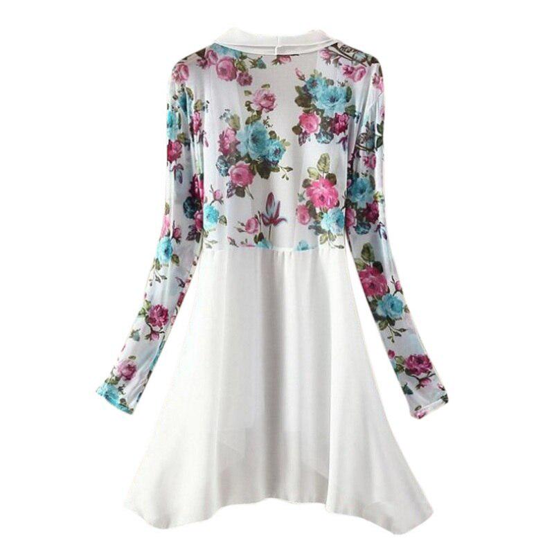 

Women Long Chiffon Blouse Shirts Female Cardigan Sunscreen Shirts Floral Printed Ladies Blouses Jackets One Size
