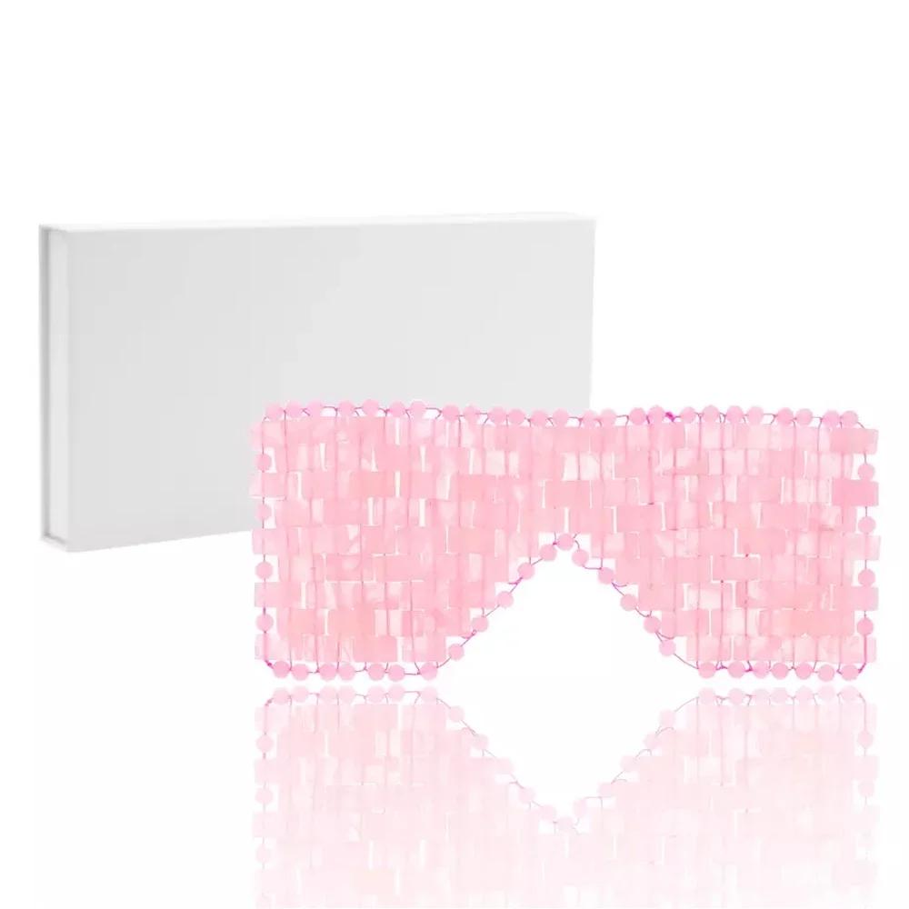 Naturalny Masażer do Masek na Oczy z Kwarcu Różowego Jadeit Relaks Sen Narzędzia do Masażu Pielęgnacja Kamień Chłodząca Maska do Spania na Twarz