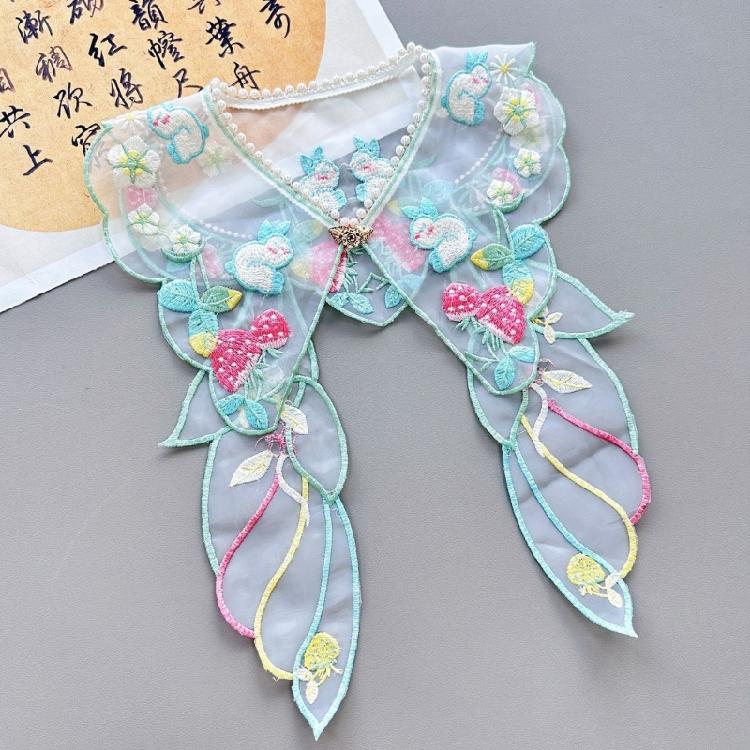 Yunjian Collar Decorative Hanfu Studded Pearls False Collar Embroidered Rabbit