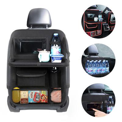 Car Backseat Organizer with Tray Multi-Functional Storage Box for Tablets Water Bottles Essentials Fits Most Vehicles