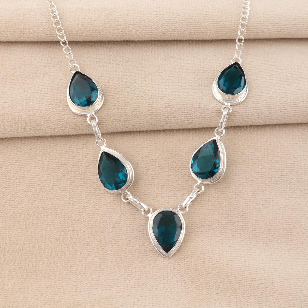 Apatite Gemstone Silver Necklace 925 Sterling Silver Handcrafted Necklace For Birthday RN-1-2