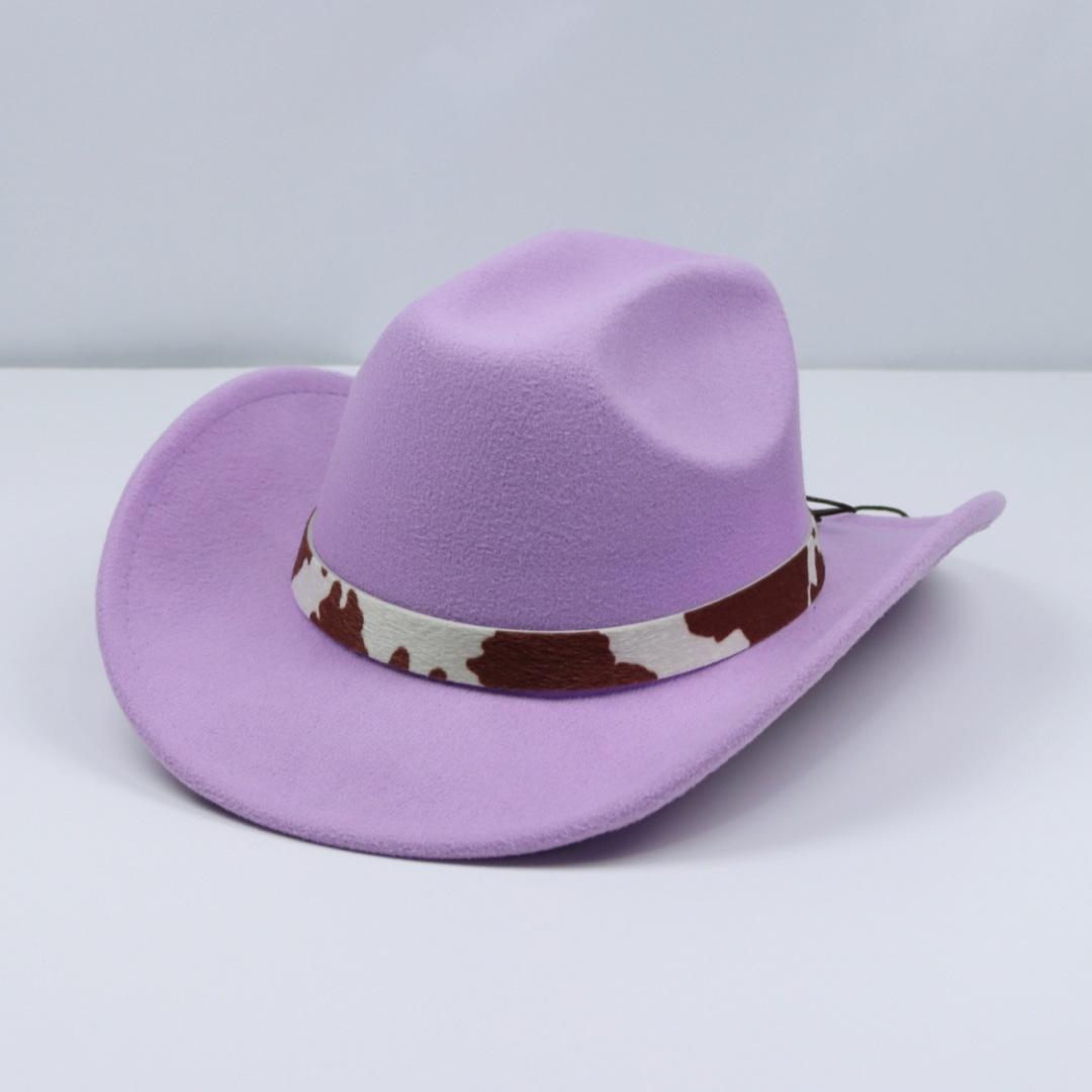 

Xiyin s new felt hat, western cowboy hat, autumn and winter unisex Tibetan-style leather belt rolled-brim cowboy hat Average Size светло-фиолетовый