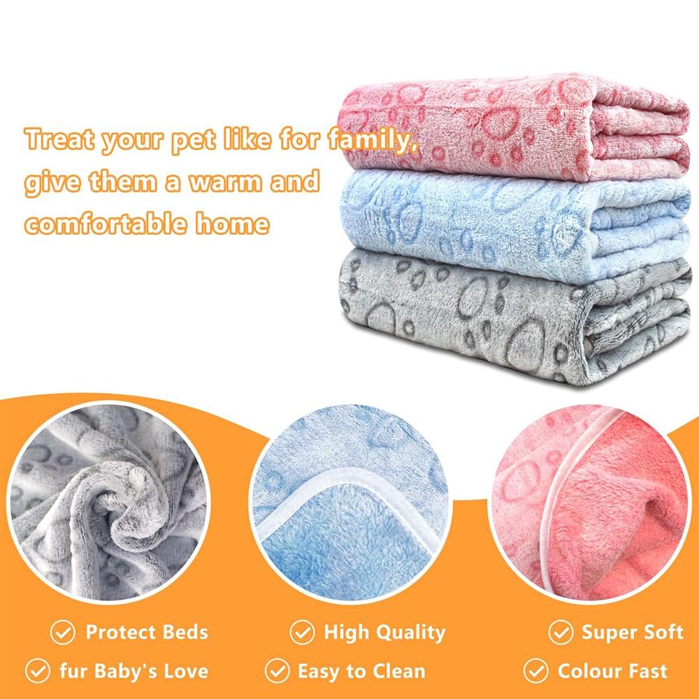 Ultra-Soft Paw Print Dog Blankets - Machine Washable, Cozy Pet Pillow Pads for Indoor & Outdoor Use - Ideal for Small To La