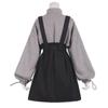 Retro Vintage Women Gothic Girls Punk Mini Dress High Waist Long Sleeve Hat Collar Sexy Gray Black Lolita Plus Size Jurken