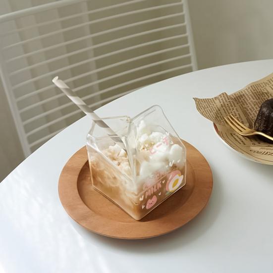 

400 мл уникальный дизайн, чашка для молока, квадратная форма, фруктовый принт, коробка для молока, чашка для воды для завтрака 2