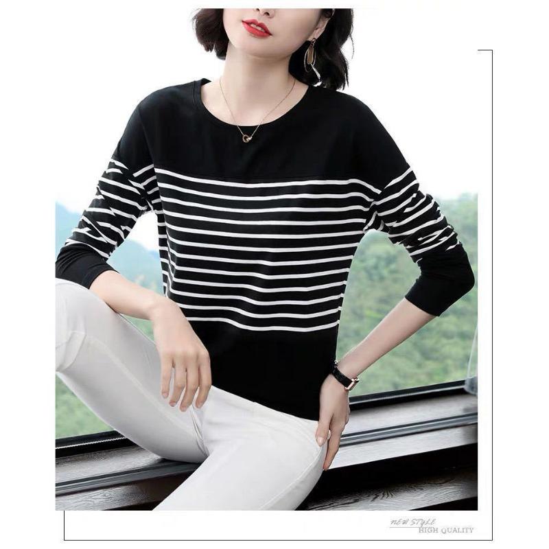 Women S Long Sleeve Striped T Shirt Loose Plus Size Casual Top
