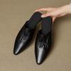 Fashion 2025 Summer Women Shoes Square Toe Low-heel Shoes Slippers Retro Cowhide Leather Shoes for Women Casual Mules for Women Sandals