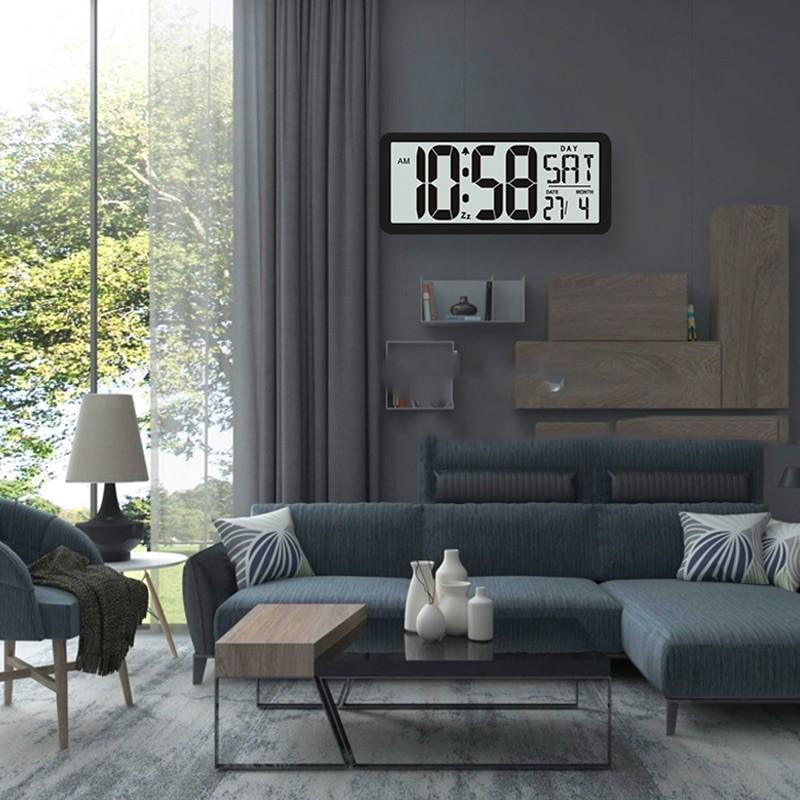 Multi-Functional Big Screen Number Digital Alarm Clock Square Wall Clock Series 13.8inch Large Digital Jumbo Electronic Clock