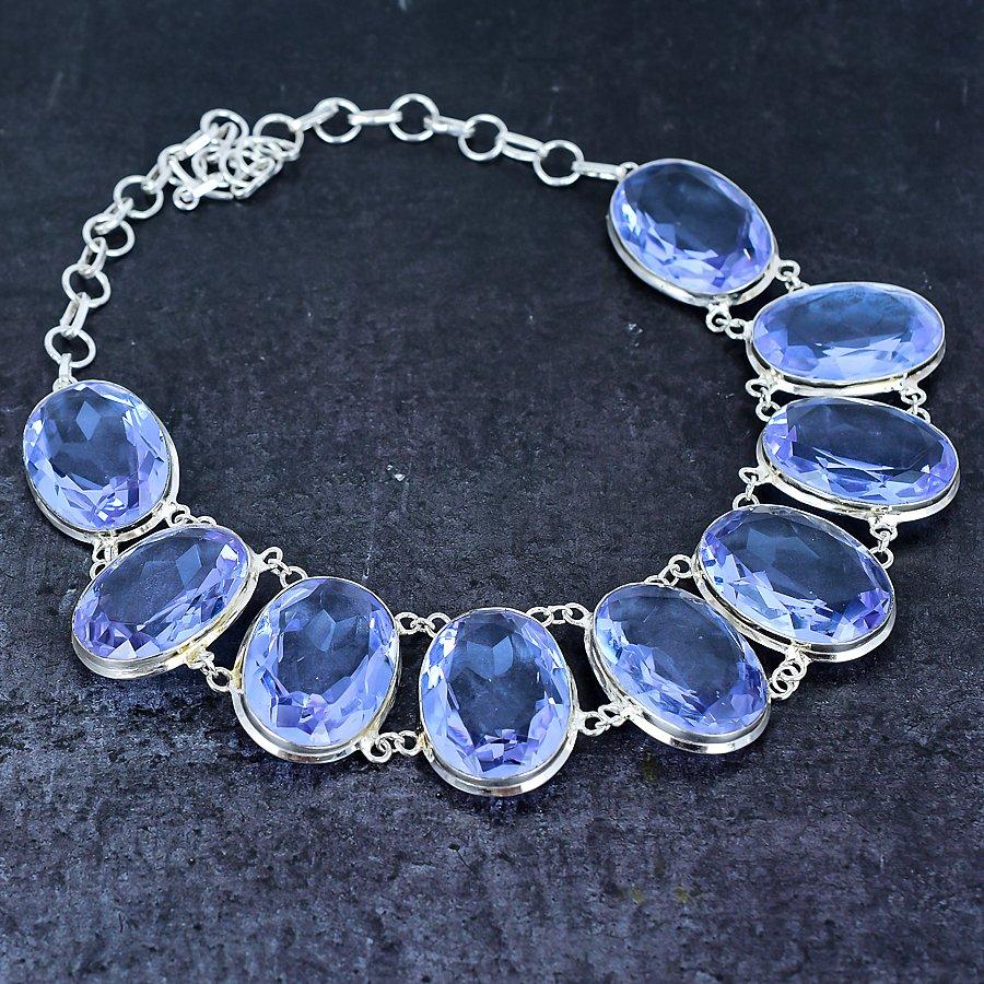 Pink Amethyst Gemstone 925 Sterling Silver Jewelry Necklace 18"
