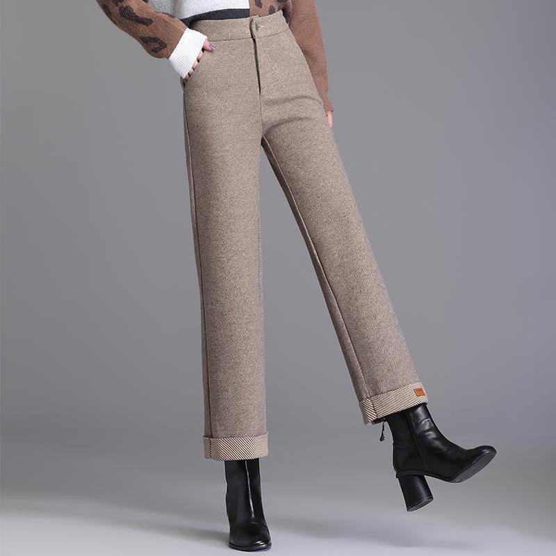 Damen Winter Elastische Hohe Taille Haremshose Knöchellang Samtgefüttert Pantalones Casual Korea Spodnie Elegant Damen Warm Broek