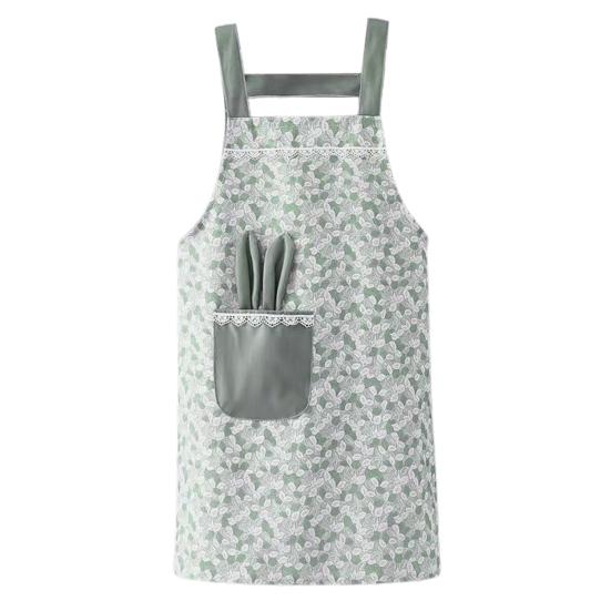 

Baking Apron Sleeveless with Pocket Breathable Floral Printed Non-pilling Anti-fouling Cooking Apron