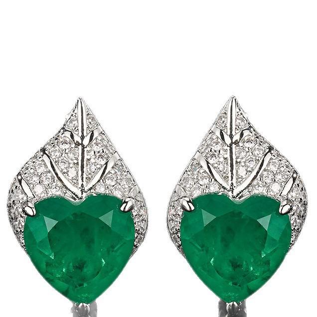 Heart-Shaped Gemstone Earrings with Retro Design - Fashionable and High-End for Women