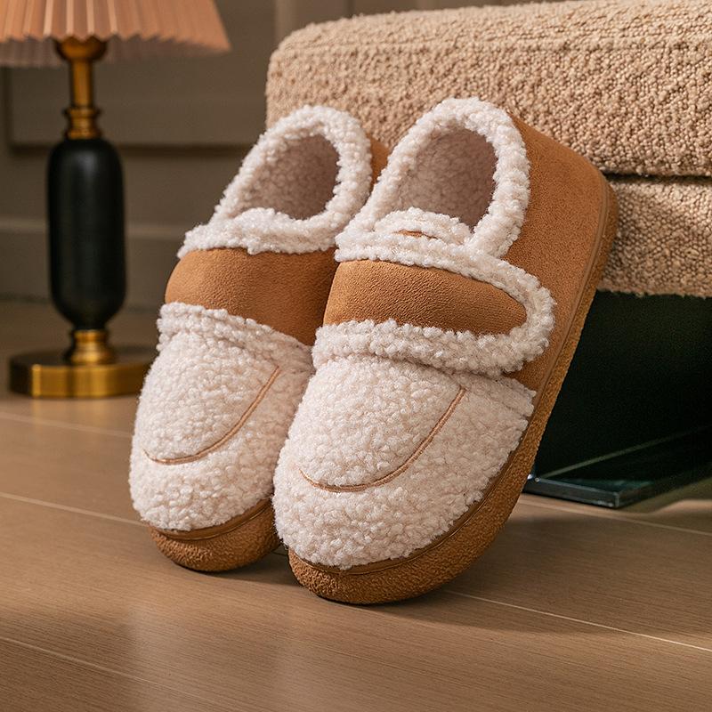 Bag heel cotton shoes women's winter new cotton slippers girl bag heel cotton drag couple velvet warm wool slippers