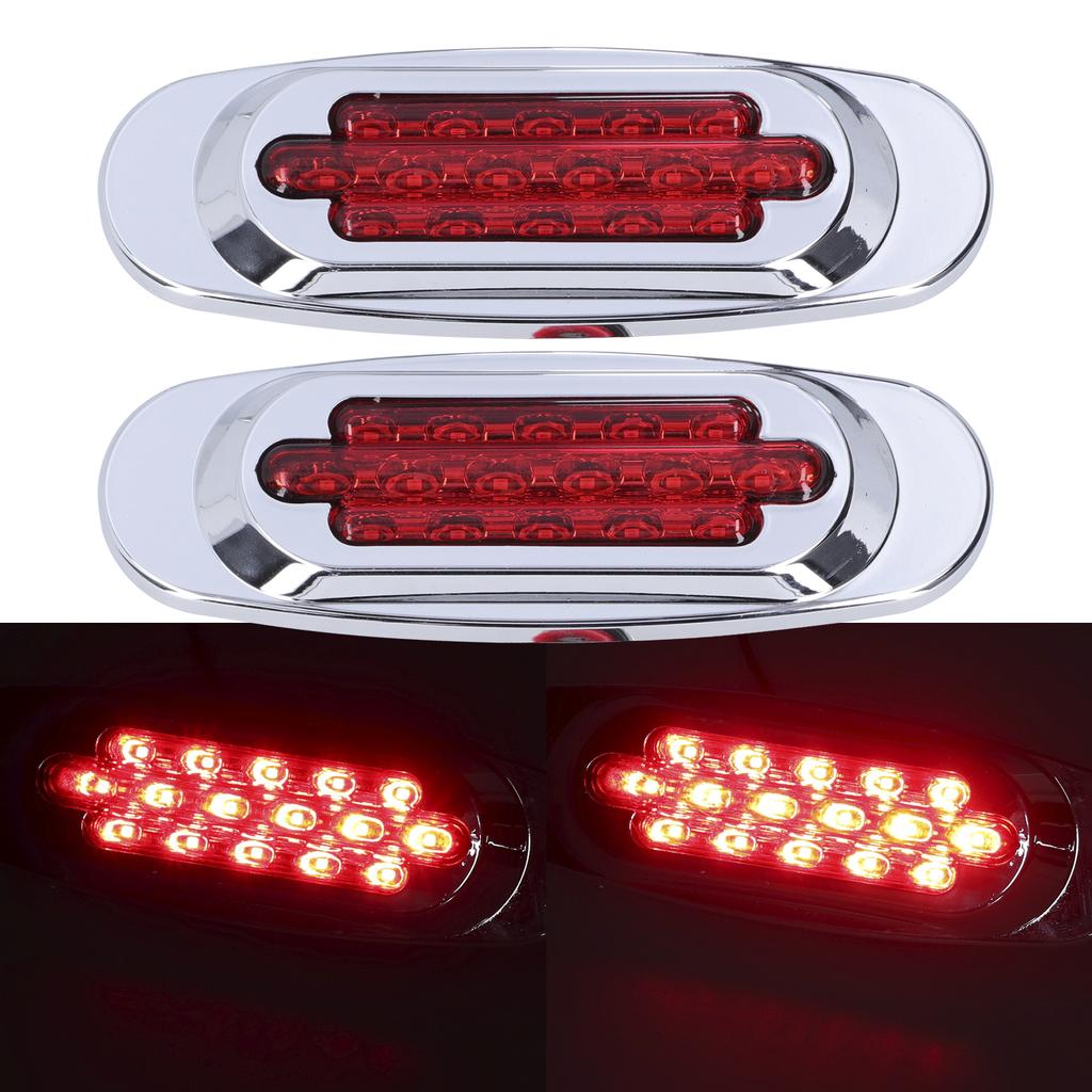 Pair 16LEDs Taillight Electroplated Trim Side Marker Auto External Lamps for 12VCelsius24V Car Truck Pickup
