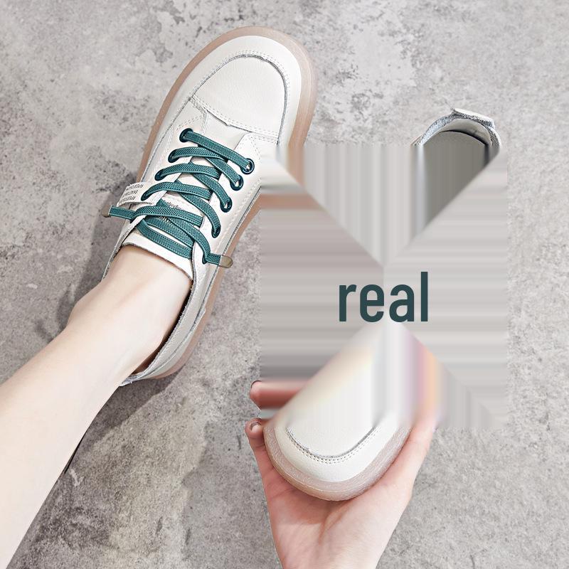 Women's White Leather Slip-On Sneakers - 2025 Spring/Summer Breathable Mesh, Soft Sole Casual Shoes