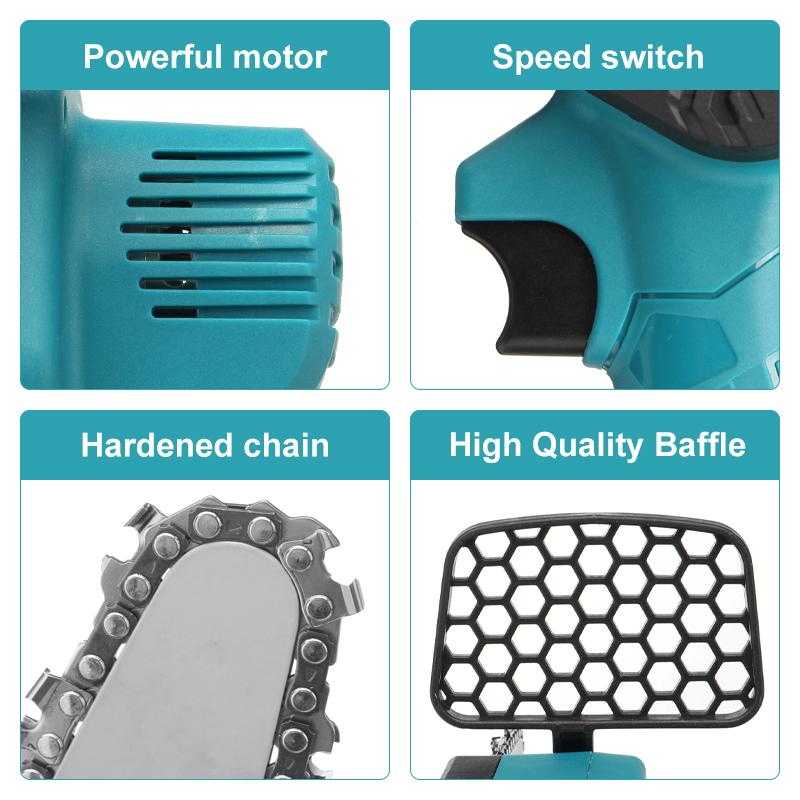 4 Inches Mini Cordless Electric Chain Saw 24V Lithium Battery Charger Portable Rechargeable Garden Logging Saw  Woodworking Tools