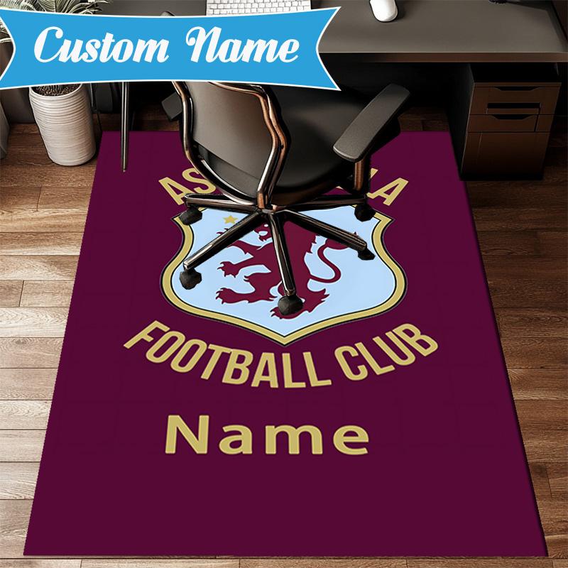 Custom Name Aston-Villa Pride Rug Game Carpet, Floor Mat for Bedroom Living Room Entryway Rug, Home Decor Idea Gift for Christmas birthday