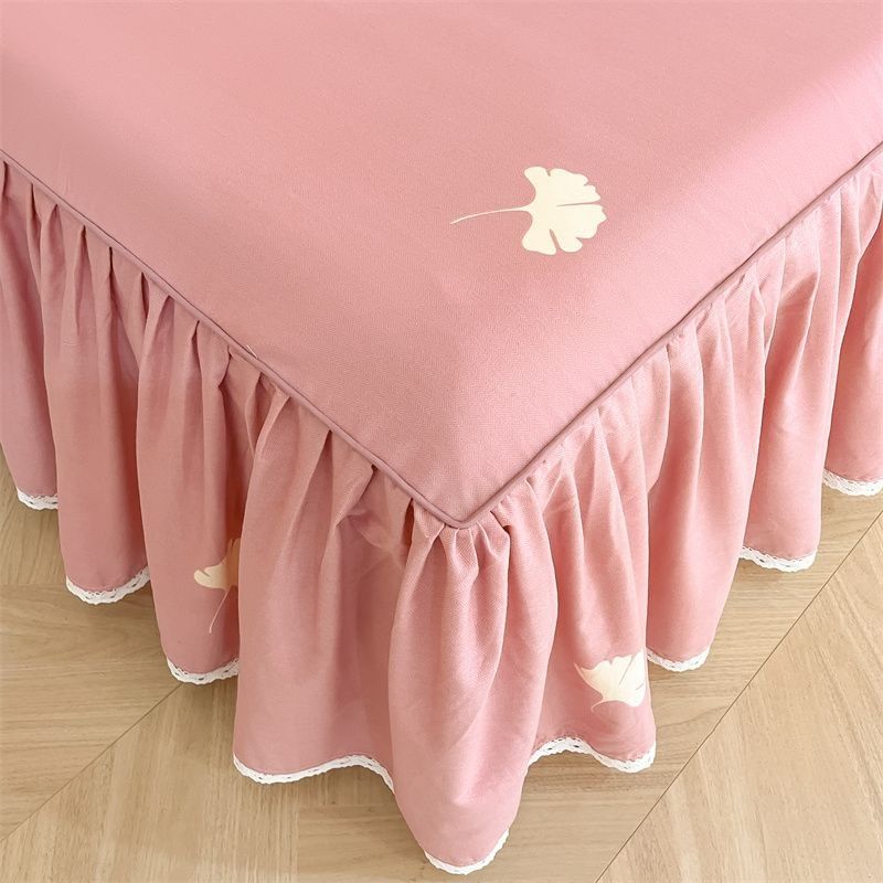 3pcs Printing Ruffled Edge Soft Comfortable Breathable Bed Skirt Set All-season Availability,  Mattress Cover, Printing Bedding Set, for Bedroom