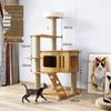 Solid Wood Large Cat Tree with Space Capsule and Jumping Platform
