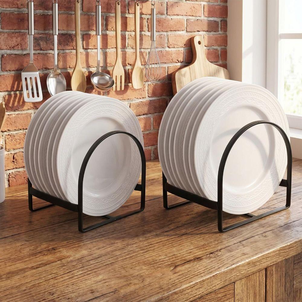 Save Space Dish Drying Partition Holder Quick Drying Dinner Plate Stand Plate Storage Rack  Cabinet