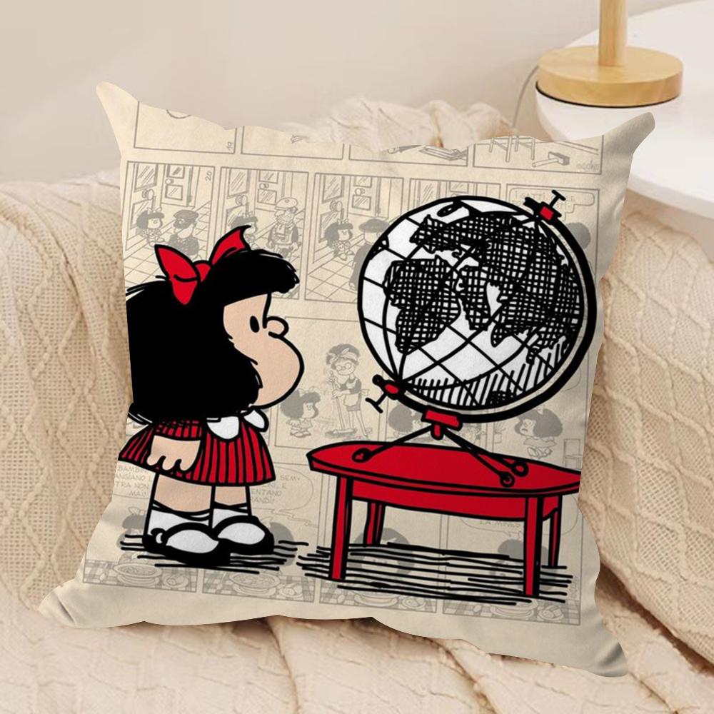 Cartoon MMafalda Cushion Cover Soft Plush DoubleSided Printed Sofa Pillow Cushion Cover Cozy AllSeason Durable Decor Gift