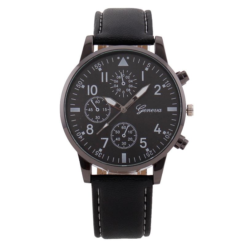 Мужские часы JYL Модные Минималистичные Кварцевые Кожаный Ремешок black plate black shell black belt глубоко кармин