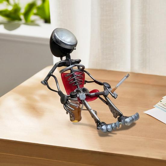 Metal Bulb Figure Figurine Sitting Bulb Head Man Ornament Mechanical