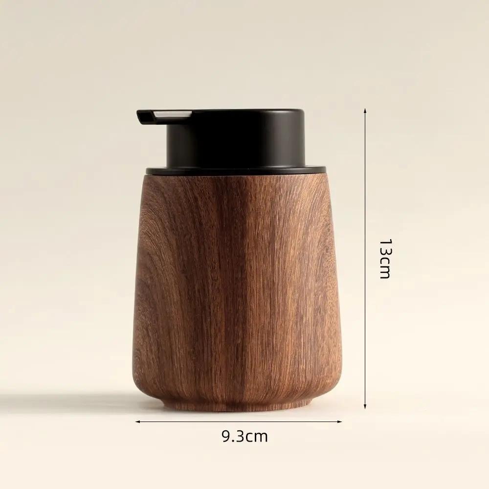 Walnoot Houtnerf Schuim Zeepdispenser Druktype Voor Douchegel Shampoo Handdesinfectiemiddel Luxe Badkamer Container