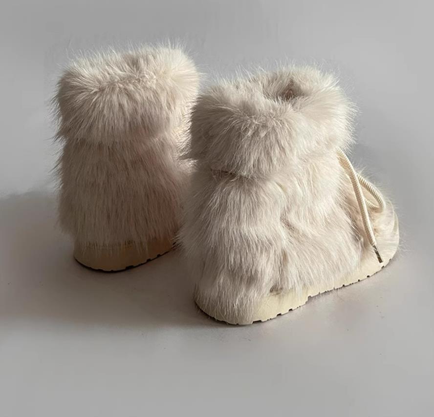 Fashion Women Snow Boots Ankle Fur Boots Winter Anti Slip Snow Boots Women's 2025 Winter New Thick Bottom Short Boots Cotton Shoes