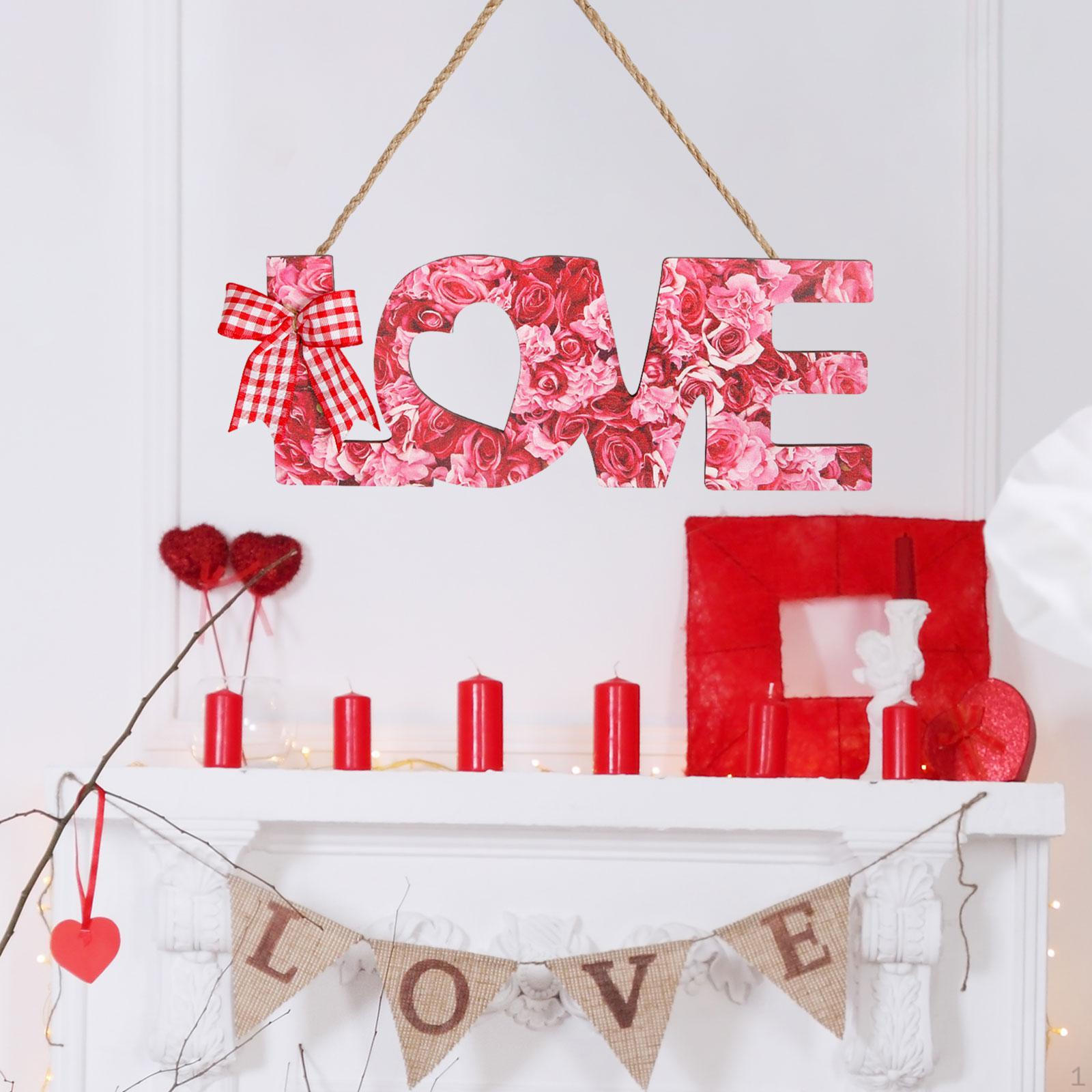 

Door Hanger Ornament Valentine s Day Decoration Durable Wedding Porch Wooden Sign for Rose